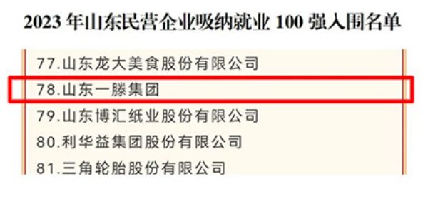 喜訊 | 山東一滕集團(tuán)和一滕新材料公司分別入圍上榜山東民營(yíng)企業(yè)“吸納就業(yè)100強(qiáng)”“創(chuàng)新潛力100強(qiáng)”榜單